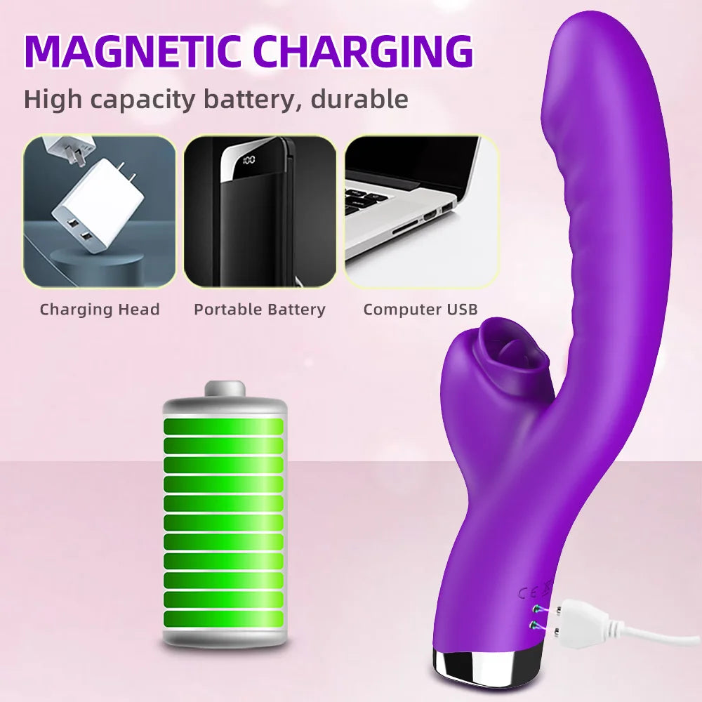 Vibrator 2 In 1 Licking Machine Clitoris- Sex Toys For Woman